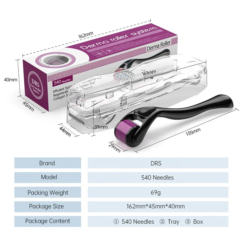 DRS Derma Roller 540 Pins Medical Grade  Microneedling Roller Dermaroller For Hair Growth